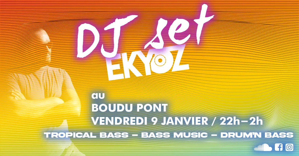 Carabine présente PAN PAN! au Boudu Pont – soirée DJ gratuite à Toulouse Affiche représentative de la soirée DJ set le vendredi 9 janvier de Ekyoz au Boudu Pont - Bar festif à Toulouse